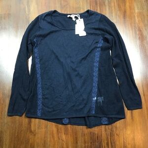 Lucky Brand Blue Lace Knit Shirt Quality Cahsmere